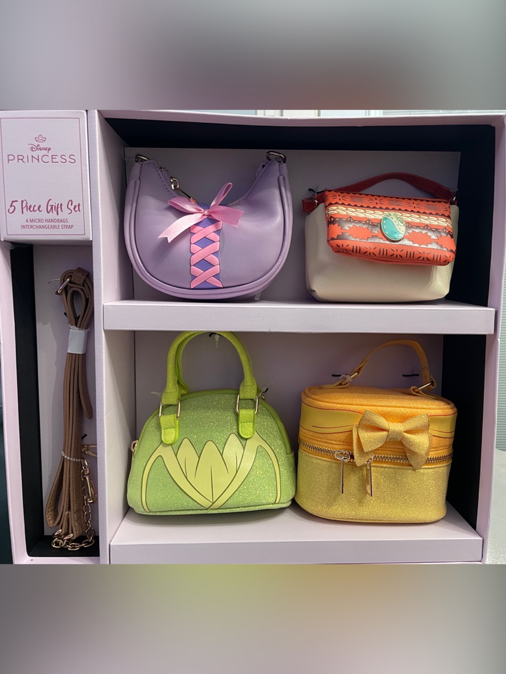 Disney Princess Kids' Set of Four Mini Handbags - Green, Purple, Gold, Cream